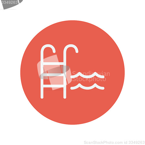 Image of Swimming pool ladder thin line icon