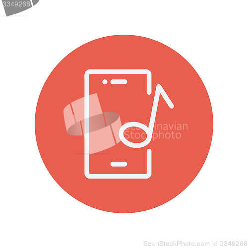 Image of Smartphone with music note thin line icon