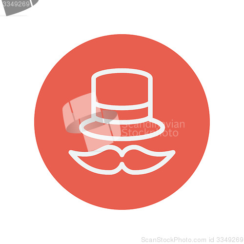 Image of Vintage fashion hat and mustache thin line icon