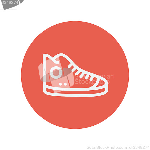 Image of High cut rubber shoe thin line icon