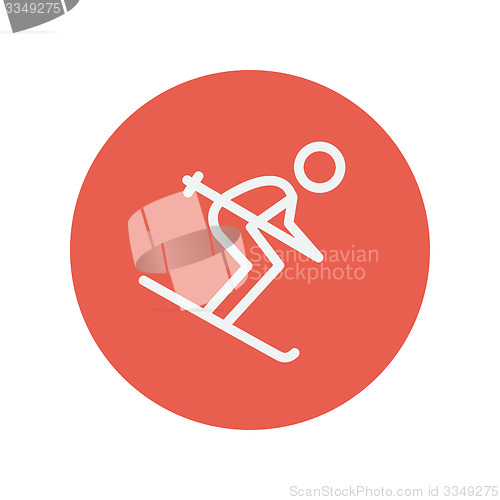Image of Downhill skiing thin line icon