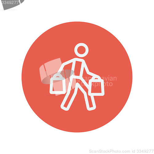 Image of Man carrying shopping bags thin line icon