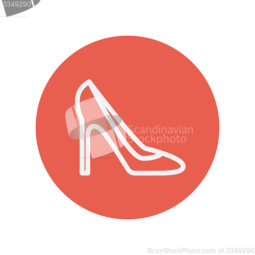 Image of Lady high heel shoe thin line icon