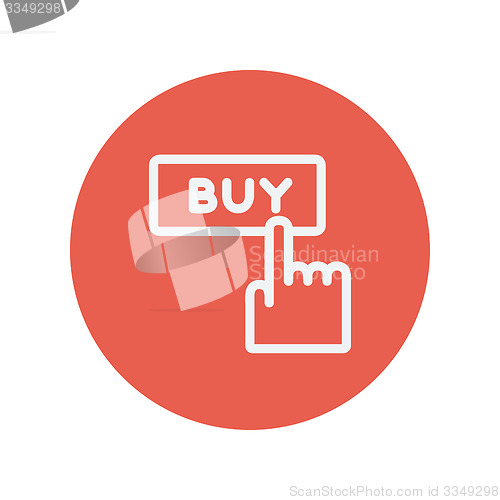 Image of Finger pointing to buy sign thin line icon