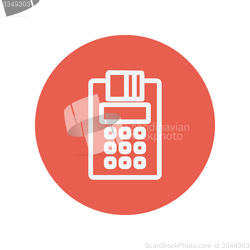 Image of Electric calculator with paper thin line icon