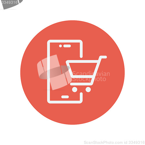 Image of Shopping cart signboard thin line icon