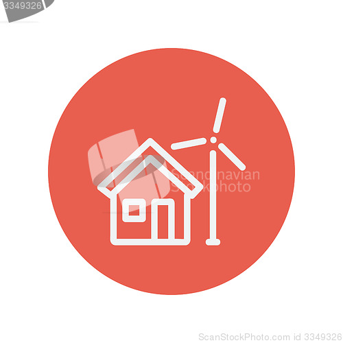 Image of House with windmill thin line icon