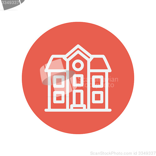 Image of Two storey house building thin line icon