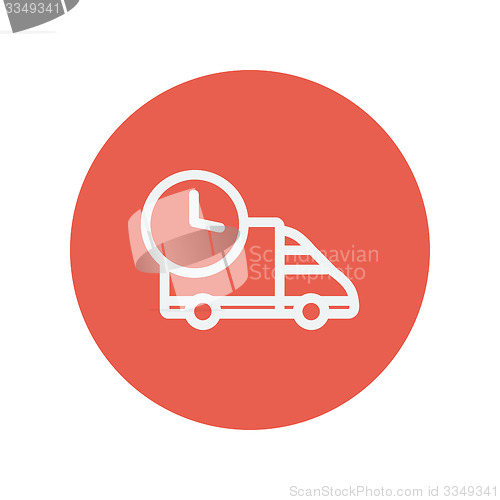 Image of On time dlivery van thin line icon