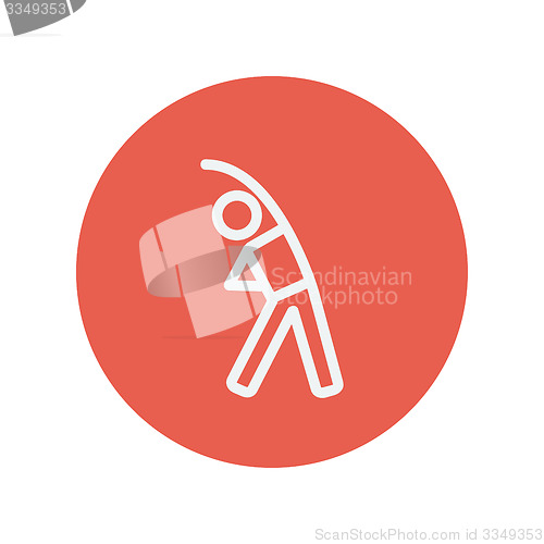 Image of Man do stretching thin line icon