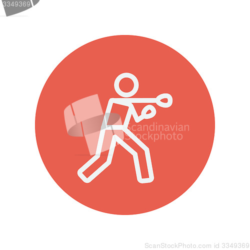 Image of Boxing man with punch thin line icon