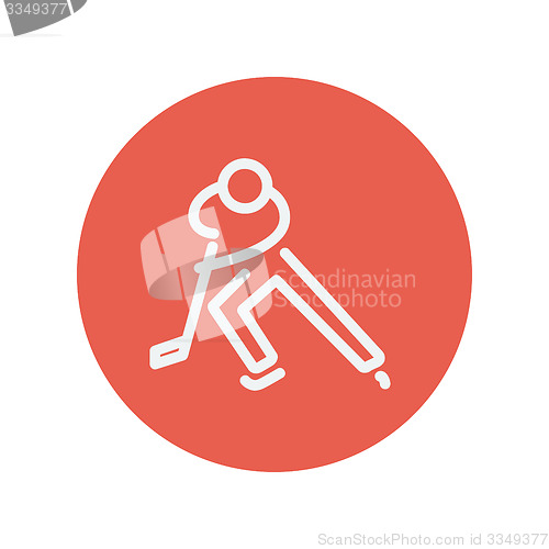 Image of Moving hockey player thin line icon