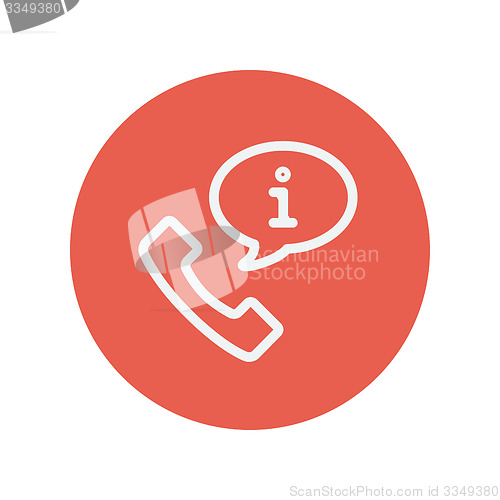 Image of Talking by phone via internet thin line icon