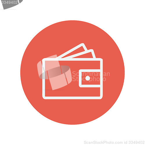 Image of Wallet with money and credit card thin line icon