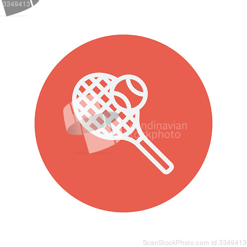 Image of Tennis racket and ball thin line icon