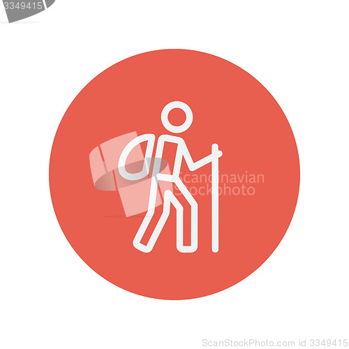 Image of Hiking exercise thin line icon