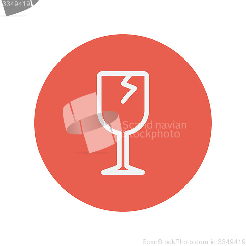 Image of Broken glass wine. Fragile sign. thin line icon
