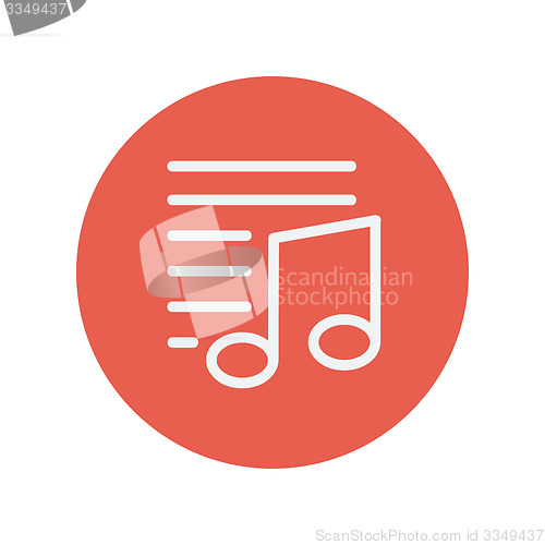 Image of Musical note with bar lines thin line icon