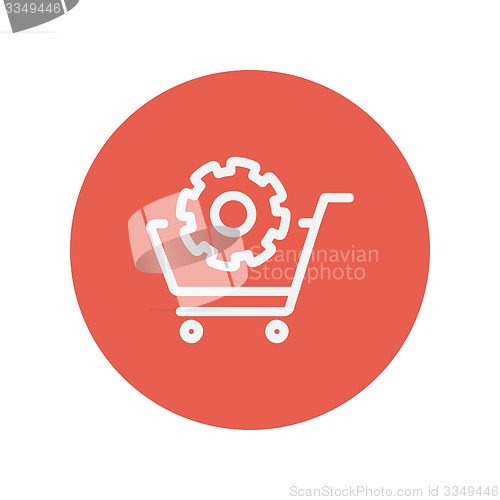 Image of Shopping cart with gear thin line icon