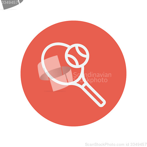 Image of Tennis racket with ball thin line icon