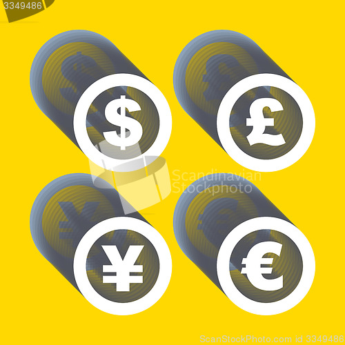 Image of Vector dollar, euro, yen and pound icons. Signs set. 