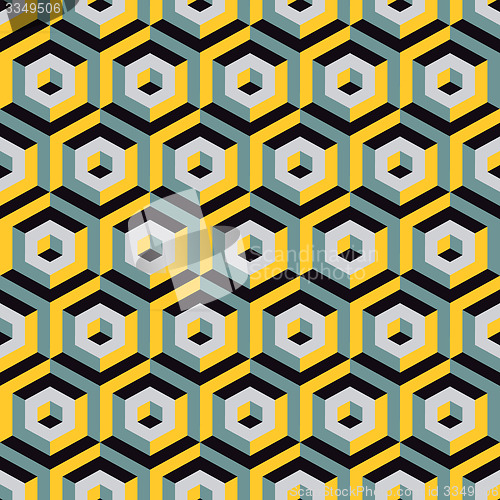 Image of 3d seamless abstract with hexagonal elements. 