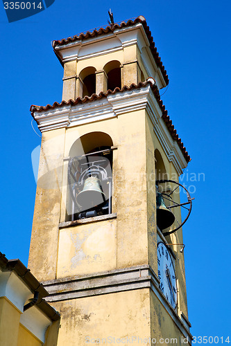 Image of ancien clock tower in italy europe old  stone  