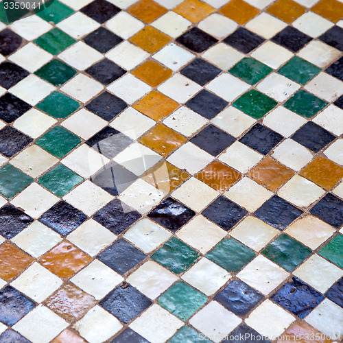 Image of line in morocco africa old tile and colorated floor ceramic abst