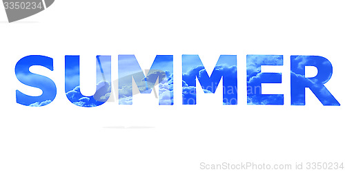 Image of word summer by blue sky letters isolated