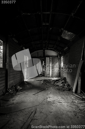 Image of Messy vehicle interior of a train carriage