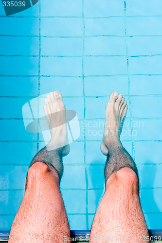 Image of Male Legs in Pool