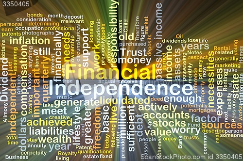 Image of Financial independence background concept glowing