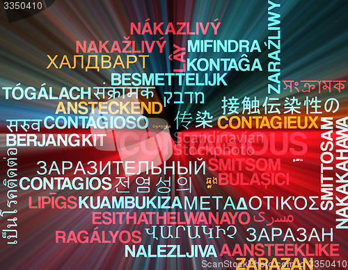 Image of Contagious multilanguage wordcloud background concept glowing