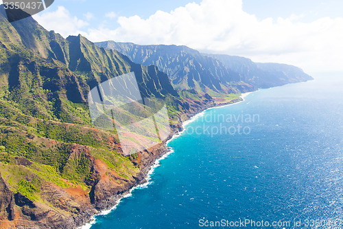 Image of na pali coast from helicopter