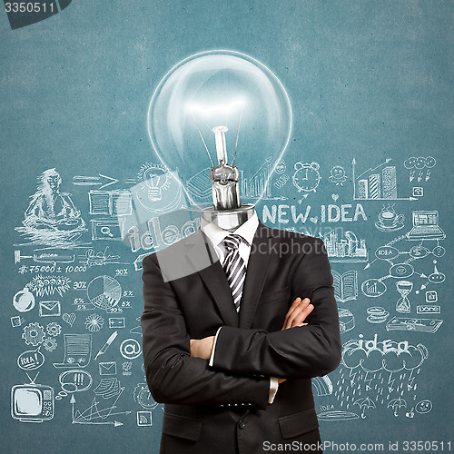 Image of Lamp Head Man In Suit With Crossed Hands