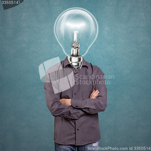 Image of Lamp Head Man With Folded Hands