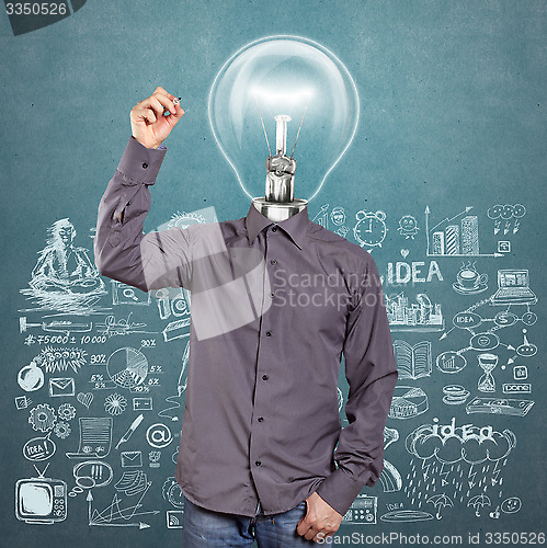 Image of Lamp Head Man Writing Something