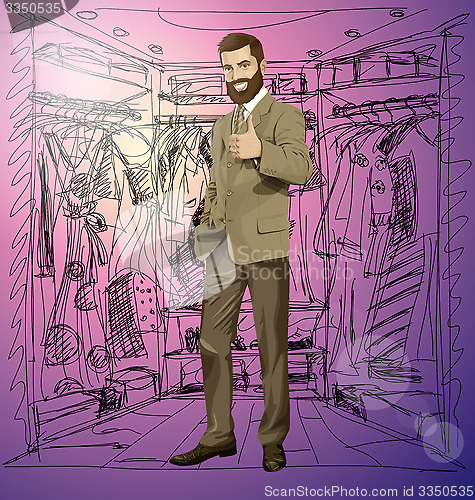 Image of Vector Business Man With Beard Shows Well Done