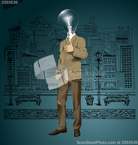 Image of Vector Lamp Head Business Man Shows Well Done