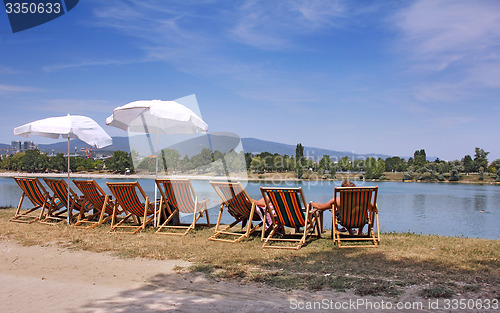 Image of Colorful deckchairs