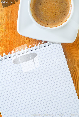 Image of coffee and note