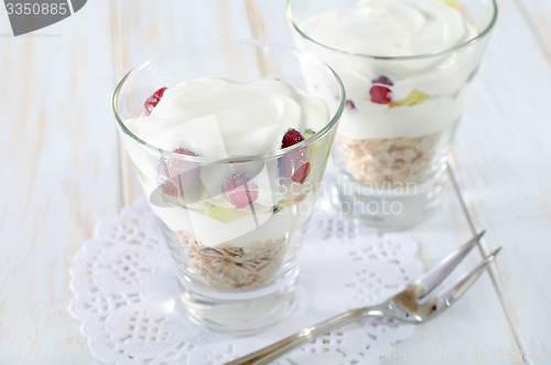 Image of oat flakes with yogurt