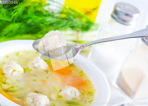 Image of fresh soup with meat balls