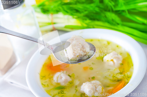 Image of fresh soup with meat balls