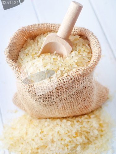 Image of Raw rice on the table, portion of the raw rice