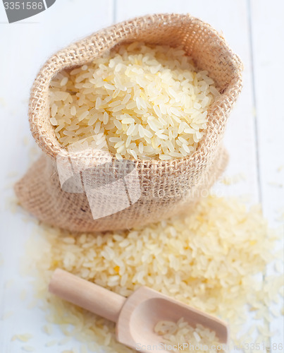 Image of Raw rice on the table, portion of the raw rice