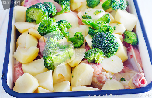 Image of raw vegetables with meat