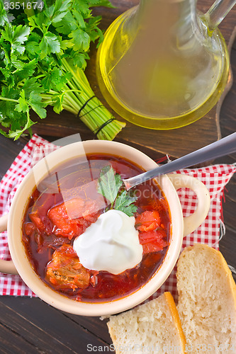 Image of Traditional Russian-Ukrainian borscht soup