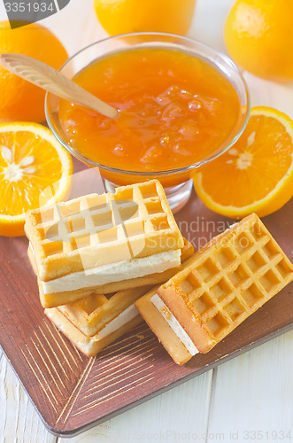 Image of waffle and orange jam