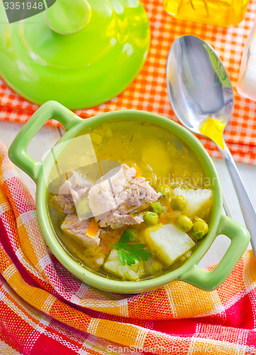 Image of Fresh soup with meat and vegetables